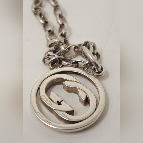 Gucci Women's Interlocking GG Logo Chain Necklace Sterling Silver AG 925 11" - Picture 7 of 16